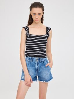 Cover Story - Black & White Stripe Jersey Top