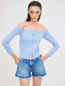 Cover Story - Blue Bardot Jersey Top