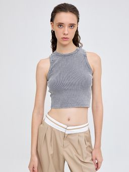 Cover Story - Grey Tank Crop Top