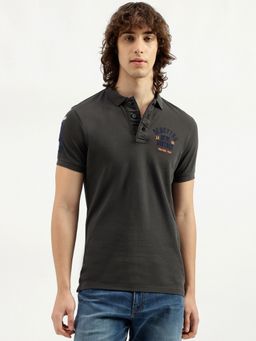 United Colors of Benetton - Dark Grey Solid Pattern Polo T-Shirt