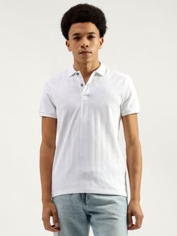 United Colors of Benetton - White Self Design Pattern Polo T-Shirt