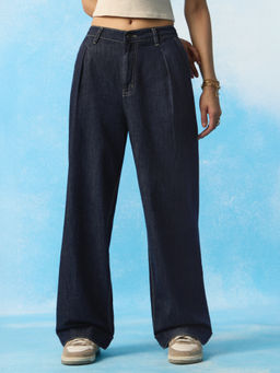 The Souled Store - Navy Blue Wide Leg-Fit Denim: Atlantis Jeans