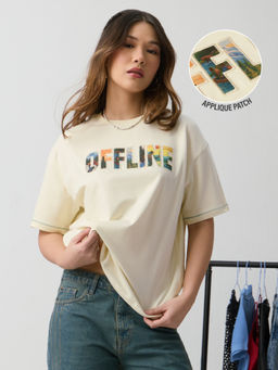 The Souled Store - Tss Originals: Offline Cream Oversized T-Shirt
