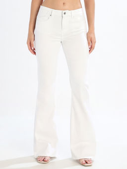 ONLY - Solid Bootcut Fit Mid Rise White Jeans
