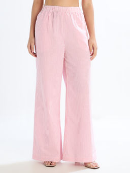 ONLY - Striped Wide Leg Pink Pant
