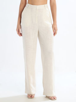 ONLY - Solid Wide Leg Beige Trouser