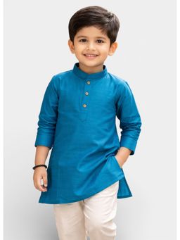 TATTVA - Boys Turquoise Cotton Solid Ethnic Kurta