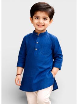 TATTVA - Boys Dark Blue Cotton Solid Ethnic Kurta