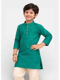 TATTVA - Boys Teal Cotton Solid Ethnic Kurta