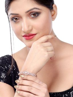 Saraf RS Jewellery - Drop Design Diamond Studded Braceletrose Gold plated