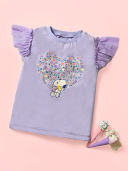 Mi Arcus - Peanuts Snoopy Printed Purple Top for Girls