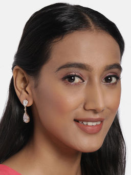 Accessher - Gold-Plated Ad Studded Handcrafted Drop Earrings For Women & Girls