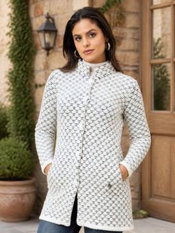 Duke - Women White Long Coat Short Style