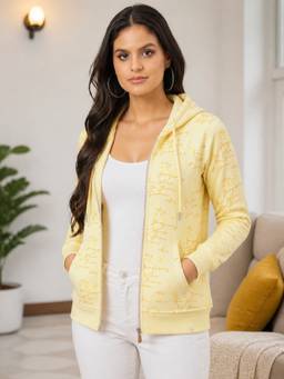 Duke - Women Yellow Smart Fit Full Zip Hoodie