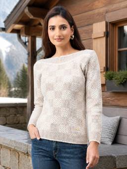 Duke - Women Full Sleeve Off White Sweater