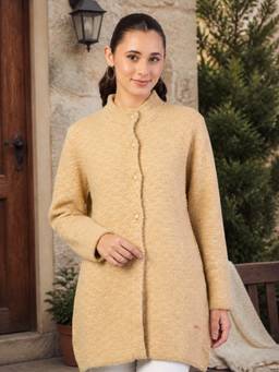 Duke - Women Long Coat Short Style Brown Cardigan