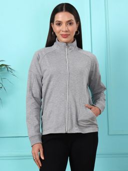 BRINNS - Women Fleece Solid Grey Jacket