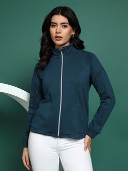BRINNS - Women Fleece Solid Teal Jacket