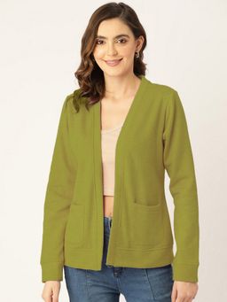 BRINNS - Women Solid Open Front Olive Shrug