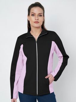 BRINNS - Colourblocked Mock Collar Long Sleeves Casual Black Jacket