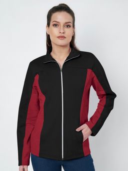 BRINNS - Colourblocked Mock Collar Long Sleeves Casual Black Jacket