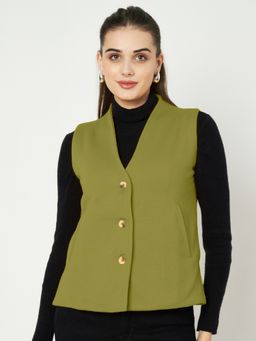 BRINNS - V-Neck Fleece Olive Waistcoat