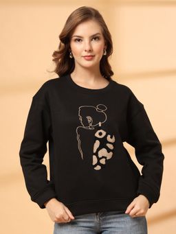 Juelle - Winterwear Crew Neck Black Regular Sweatshirt