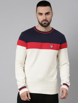 FILA - Men White Colorblock Sweatshirt