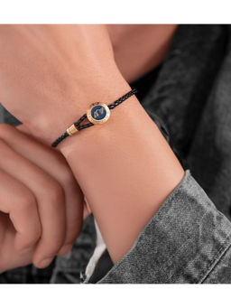 Police - Snaky Bullion Ss Onyx Beads Black Leather Bracelet for Men