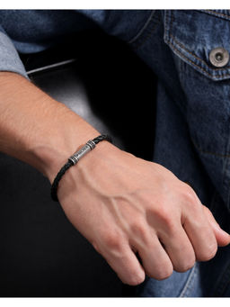 Police - Barrell Antique Black Leather Magnetic Bracelet for Men