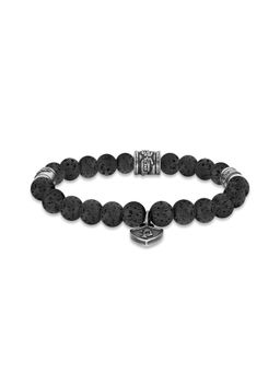 Police - Talisman Antiquess Blacklava P-Crest Beads Bracelet for Men