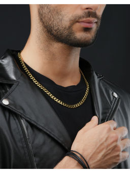 Police - Docile Shiny Cuban Chain Gold Plated Necklace for Men