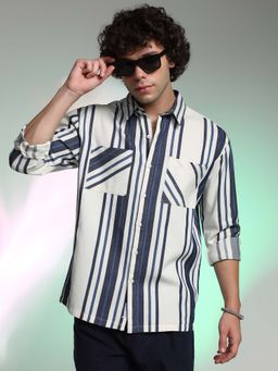 Campus Sutra - Men Daisy White Multitrack Utility Oversized Shirt