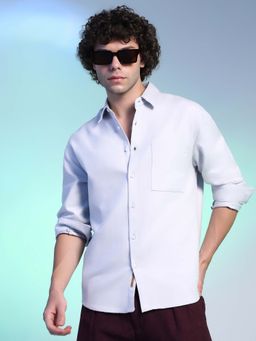 Campus Sutra - Men White Suede Utility Oversized Shirt