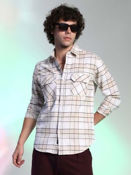 Campus Sutra - Men Pink Checkered Utility Shirt