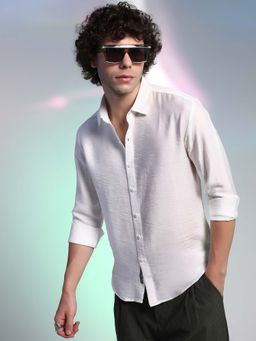 Campus Sutra - Men Chalk White Breezy Wrinked Shirt
