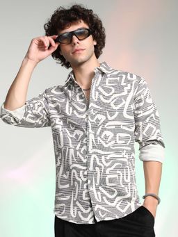 Campus Sutra - Men Off White Viper-Block Shirt