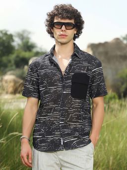 Campus Sutra - Men Midnight Black Flick-Block Shirt