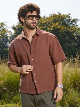 Campus Sutra - Men Sienna Brown Breezy Oversized Shirt