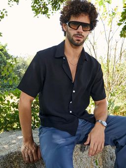 Campus Sutra - Men Onyx Black Breezy Oversized Shirt