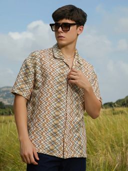 Campus Sutra - Men Multi-Color Waveform Oversized Shirt