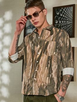 Campus Sutra - Men Pickle Green Earthy Oversized Shirt