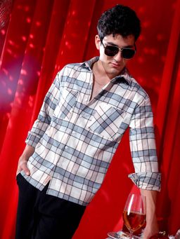 Campus Sutra - Men Blue Tartan Utility Shirt