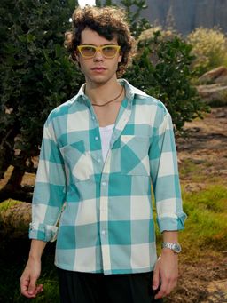 Campus Sutra - Men Mint Green Buffalo Utility Shirt