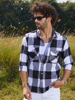 Campus Sutra - Men Prussian Blue Buffalo Utility Shirt