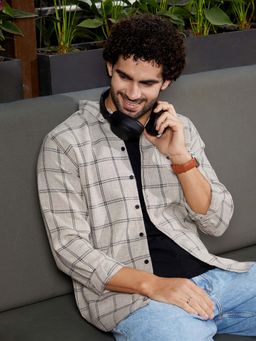 Campus Sutra - Men Coin Grey Bigraph-Check Shirt