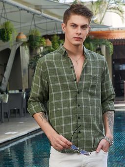 Campus Sutra - Men Green Bigraph-Check Shirt