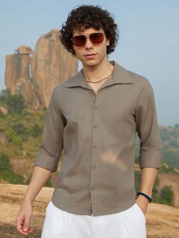 Campus Sutra - Men Khaki Woven-Lined Shirt