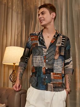 Campus Sutra - Men Multi-Color Earthy-Abstract Shirt