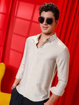 Campus Sutra - Men Off White Solid Regular Shirt